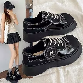 Fashion Women s Leather Slip-On Loafers Casual Soft Comfortable Lightweight Women s Heightening Flats 35 чёрный