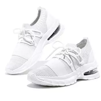 Fashion Women’s Lightweight Casual Running Sneakers Mesh Lace Breathable Sport Tennis Shoes Female Flat Walking Shoe Air Cushion Sneaker 35 белый