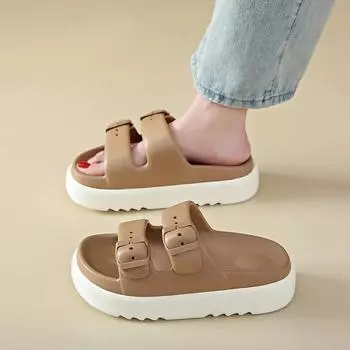 Модные женские легкие тапочки Летние пляжные туфли на платформе EVA с мягкой подошвой для женщин Сандалии Удобные женские сандалии Тапочки 35-36 бежевый