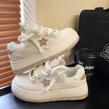 fashion Women s Loafers 2024 Trendy Women s Shoes High-Quality Sports Shoes Comfortable and Wear-Resistant Thick-soled Women s Shoes 36 чёрный