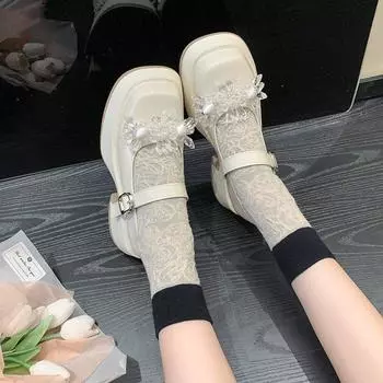 Fashion Women s Lolita Style Mary Janes Black Floral Square Heel Round Head Light Heels Platform Fashion Simple Women s Shoes 2024 35