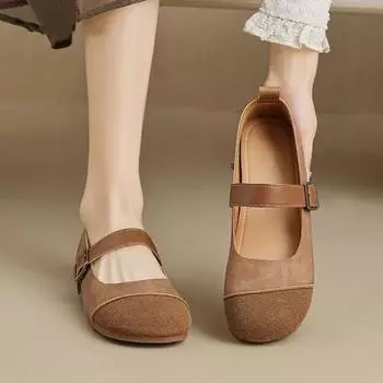 Fashion Women s Mary Jane Flat Sole Shoes 2024 Autumn New Retro Shallow Mouth Soft Sole Non-slip Comfort Buckle Shoes Zapatos Mujer 35