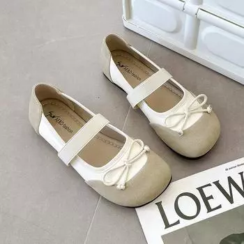 Fashion Women s Mary Jane Shoes Fall New Square Head Shallow Mouth Non-slip Bow Soft Soled Flat Shoes 35 серебряный