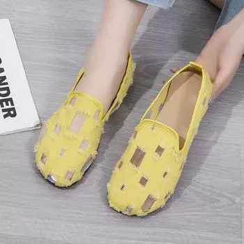 Fashion Women s Mesh Flat Bottomed Hollowed Out Cloth Shoes Summer Breathable Large Size Single Shoes Casual Comfort Women Shoes 35 чёрный