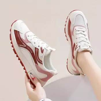 Fashion Women s New Mesh Daddy Shoes Women s Autumn New Breathable Female Student Sports Shoes Fashion Increased Casual Shoes Size 35-40 35 красный
