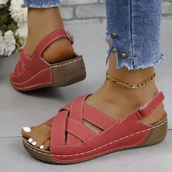 fashion Women s Open Toe Platform Wedges Sandals Summer Retro Casual Heeled Sandals for Women Outdoor Plus Size Women s Platform Shoes 36 чёрный