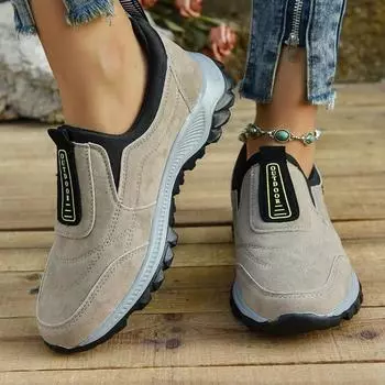 fashion Women s Outdoor Sports Hiking Walking Shoes Summer Slip-on Suede Wear-resistant Sports Shoes Tennis Shoes 36 чёрный