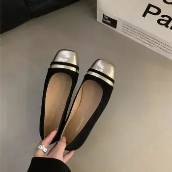 Fashion Women s Pumps Chunky Boat Shoes Square Toe Slip on Office Ladies Shoes Metal Med Heels Dress Shoes 35 розовый