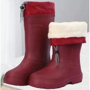 Модные женские резиновые сапоги Модные резиновые сапоги до колена Водонепроницаемые резиновые сапоги для женщин Зимние теплые хлопковые резиновые сапоги botas lluvia mujer 37 чёрный