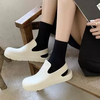 fashion Women s Sandals 2024 BV Summer Sandals Women s Flat Simple Sandals Outer Wear Baotou Rain Boots Jelly White Plastic Water Shoes 35 зелёный
