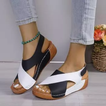 fashion Women s Sandals Summer 2024 Wedge Heels Shoes Women Heeled Sandals Mix Color Summer Shoes Female Footwear Wedges Sandalias mujer 36