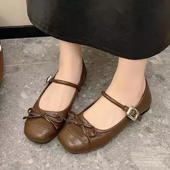 fashion Women s Shoes 2024 Fashion Buckle Women Flats Spring Square Toe Shallow Solid Solft Sole Casual Comfortable Office Ladies Shoes 35 чёрный