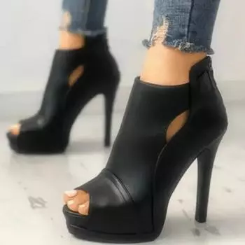 Модная женская обувь 2024 года, модные женские босоножки Fish Mouth, летние однотонные сексуальные платья, туфли на шпильке или тонкие каблуки, босоножки большого размера Zapatos 36 чёрный