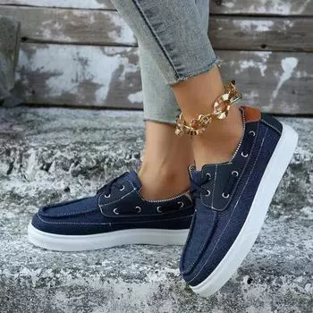 fashion Women s Shoes 2024 Fashion Spring and Autumn Women s Vulcanize Shoes Solid Color Canvas Round Toe Flat Low Heel Elastic Band 36 синий