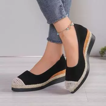 Fashion Women s Shoes 2024 Hot Sale Autumn Slip-On Women s High Heels Round Toe Shallow Mouth Breathable Casual High Heels 36 чёрный