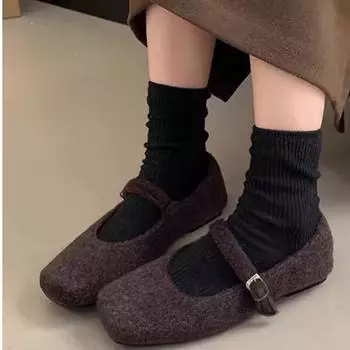 fashion Women s Shoes 2024 Hot Sale Buckle Strap Women s High Heels Fashion Square Toe Casual Pumps Women New Shallow Flat Low Heels 35 чёрный
