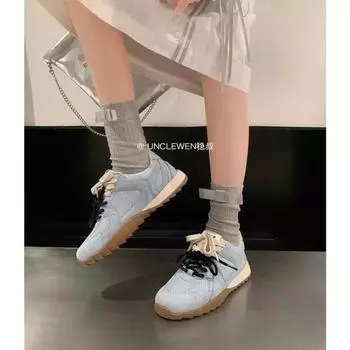 Fashion Women s Shoes 2024 Lace-up Women s Vulcanize Shoes Fashion Round Head Ladies Casual Shoes New Color Matching Classic Sneakers 35 бежевый