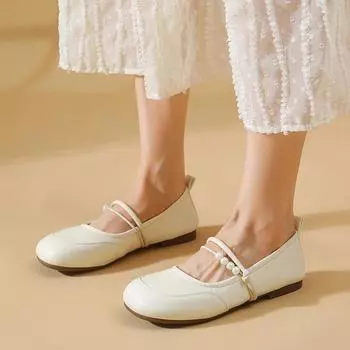 fashion Women s Shoes 2024 New Solid Color Beaded Women s Flat Shoes Fashionable Square Toe Shallow Mouth Slip-on Women s Flat Shoes 35 бежевый