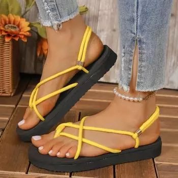Fashion Women s Shoes 2024 New Solid Color Summer Slip-on Women s Sandals Summer Solid Color Thin Strap Combination Low Heel Waterproof 36