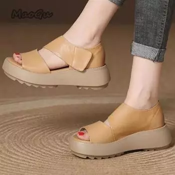 модная женская обувь 2024 года, женские сандалии с пряжкой на ремешке, летние босоножки для вечеринок, с круглым носком, женские сандалии на платформе, Zapatos Mujer 35 чёрный