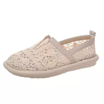 Fashion Women s Shoes 2024 Summer New Hollow Breathable Mesh Shoes Literary Retro Flat Shoes Women s Sandals 35 белый