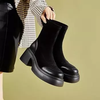 Fashion Women s Shoes 2024 Winter Long Boots Plush Keep Warm Platform Shoes Zipper Knight Boots Black Motorcycle Boots Sexy High 35 чёрный