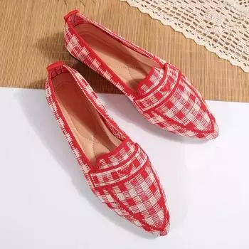 Fashion Women s Shoes Ballet Flats Pointed Toe Barefoot Slip-on Sandals Casual Low Heel Luxury Brand Woman Shoe New in 36 красный