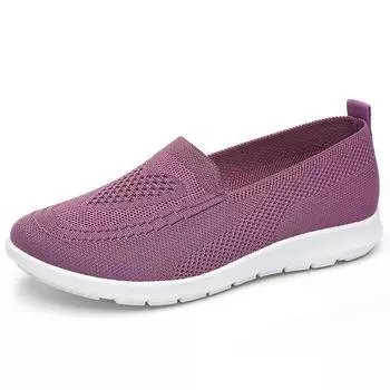 Fashion Women s Shoes Fashion Soft Sole Breathable Casual Flat Shoes for Women Knitted Sneakers Slip on Walking Shoes Zapatos De Mujer 36