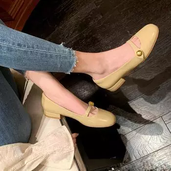 Fashion Women s Shoes Mary Jane Style Women s Shoes Low Heel Shallow Mouth Round Toe Solid Color Women s Shoes Party 35 чёрный
