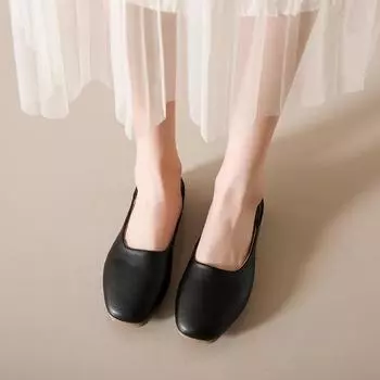 Fashion women s shoes new casual single shoes women s square head flat bottom Doudou shoes women s Korean version two wear one pedal women s shoes 35