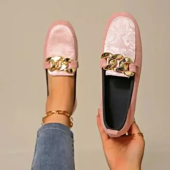 Модные женские туфли-одиночки, весенние новые атласные спортивные туфли с металлической пряжкой, повседневные, удобные, легкие, на мягкой подошве, тканевые туфли 36 чёрный