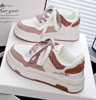 Fashion Women s Skateboard Shoes 2024 Autumn New Original Thick Soled Small White Shoes Trend Casual Fashion Sneakers for Women Footwear 35 розовый