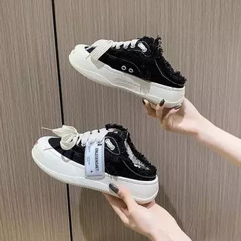 Fashion Women s Slippers And Ladies Sandals Mules Cute Canvas With Strap Slides Kawaii Shoes Korea Style Casual Premium But Cheap 35