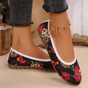 fashion Women s Slippers Chinese Style Summer Outerwear Mules Women s Flat Heel Breathable Slippers 36 чёрный