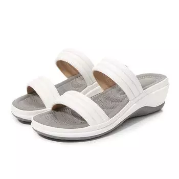 Fashion Women s Slippers Summer New Fashion Double Strap Casual Wedge Sandals Women Outside Platform Beach Flip Flops Sandalias Mujer 36 белый