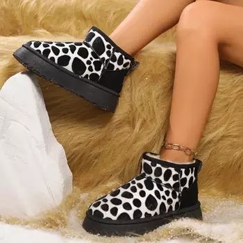 Fashion Women s Snow Boots 2025 New Plush Warm Winter Ankle Boots Classic Suede Design Comfortable Thick Sole Casual Slip-on Botas Mujer 36 чёрный