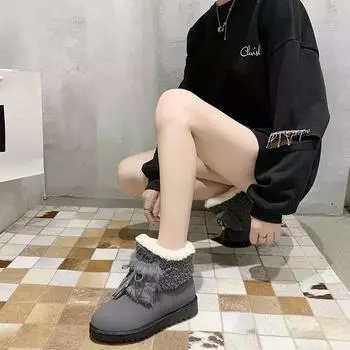 Fashion Women s Snow Boots Mid Calf Platform Chunky Suede Brown Half High Black Tassel Round Toe Shoes for Woman Boot Female Protective 35