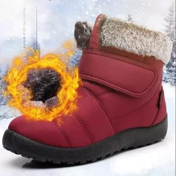 Fashion Women s Snow Boots Winter Non-slip Warm Waterproof Slip on Ankle Boots 2024 New Thermal Outdoor Cotton Short Boots Botas Mujer 35 чёрный