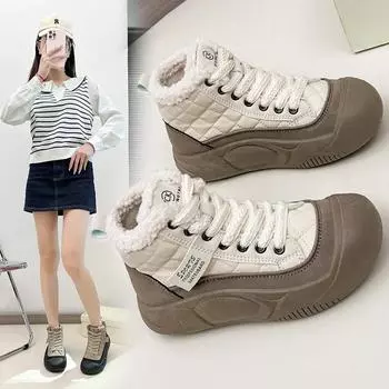 Модная женская спортивная обувь в продаже 2024 года, новые кроссовки из кожи на шнуровке, зимние женские вулканизированные туфли, легкие парусиновые, с круглым носком, повседневные 35 чёрный