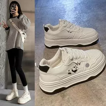 Fashion Women s Spring Leisure Platform Women s Fashion Leisure PU Leather Shoes Cute Panda Sports Shoes zapatos diseador lujo mujer 35 хаки