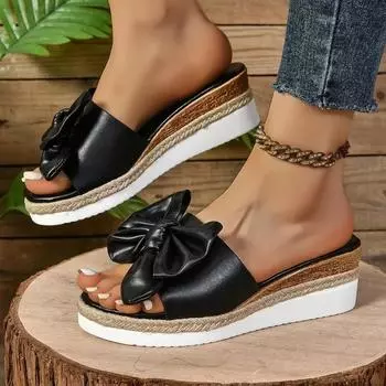 Fashion Women s Summer Beach Wedges Flip-Flops Lightweight Platform Sandals Woman High Heeled Outdoor Slides Butterfly women slippers 36 белый