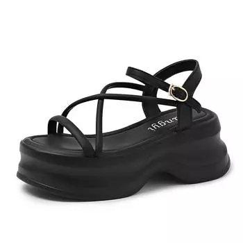 Fashion Women s Summer Chunky Platform Sandals Fashion Cross Strap Gladiator Shoes Woman Thick Bottom Wedge Heel Sandals for Women 2024 34 бежевый