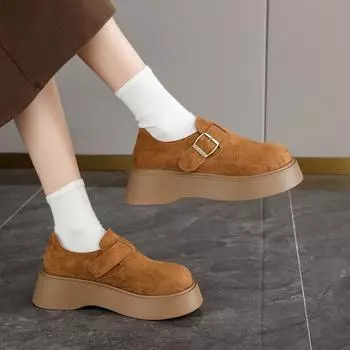 Fashion Women s Thick Soled Casual Shoes Platform Retro Casual Comfortable New Designer Sports Outdoor Walking Shoes 2025 35 коричневый