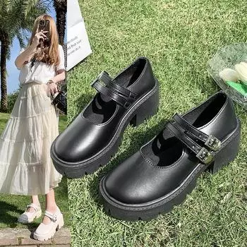 модные женские туфли Мэри Джейн на толстой подошве на высоком каблуке для вечеринок, новые осенние женские туфли-оксфорды с двумя пуговицами 35
