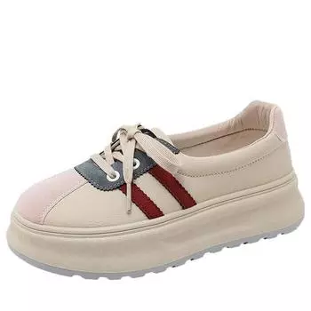 fashion Women s Vulcanize Shoes 2024 Spring Summer Korean Style Breathable Colorblock Thick-soled Platform Sneakers Wear-resistant 35 красный