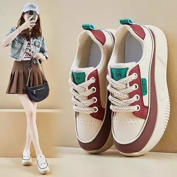 Fashion Women s Vulcanized Shoes Thick Sole Casual Sports Shoes Fashionable Lace-up Outdoor Sports Running Comfortable Shoes 35 чёрный