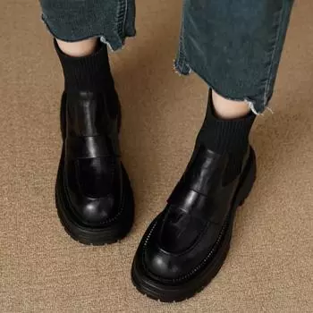 Модные женские теплые толстые каблуки на высоком каблуке с круглым носком, нескользящие мотоциклетные ботинки, ретро-осенние модные короткие ботинки 35