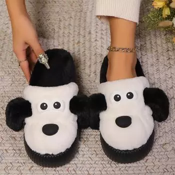 Fashion Women s Winter Home Cotton Slippers Non-Slip Thick Soled New Cute Plush Warm Indoor Slippers Plush Cotton Shoes 36 чёрный