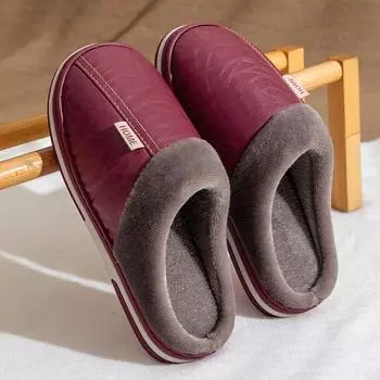 Модные женские зимние тапочки для дома из искусственной кожи для женщин, домашние водонепроницаемые меховые хлопковые женские тапочки для спальни на плоской подошве 36-37(fit 35-36) розовый
