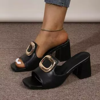 Модные женские сандалии 2024 Новые летние роскошные дизайнерские сандалии Крест Сексуальные пляжные туфли на высоком каблуке Женские Летние Повседневные Модные туфли для женщин 35 чёрный